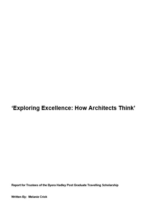 Exploring Excellence: How architects think